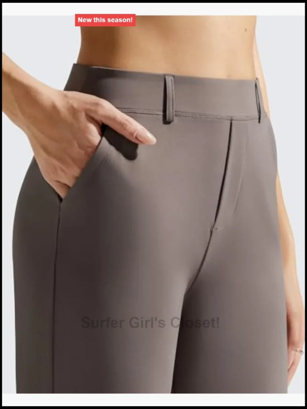 Wide Leg Dress Pants Pull On Stretchy High Waisted Casual Trousers with Pockets